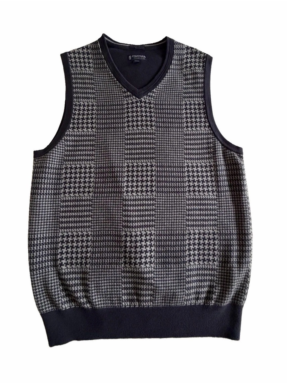 Stafford Signature Sweater Vest Mens M Pima Cotton Houndstooth Golf Grandpa